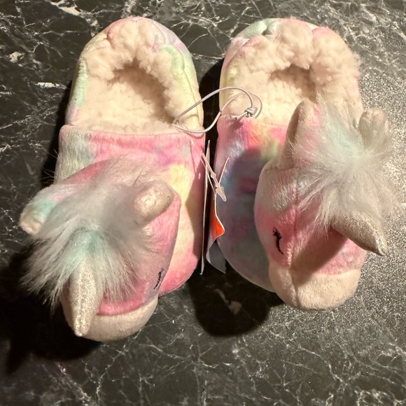 Cat and Jack Girls Multicolored Plush Magic Unicorn Slippers - Picture 3 of 8
